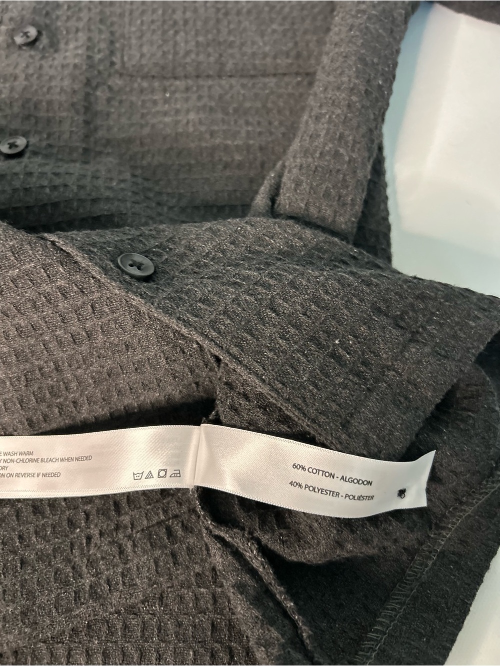 San Francisco Work Shirts Charcoal Grey Textured Woven Eyelet Camp Shirt Medium - Picture 6 of 8